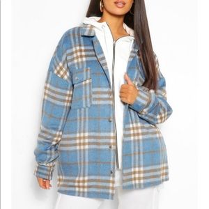 Tall Brushed Cotton Oversized Check Shacket